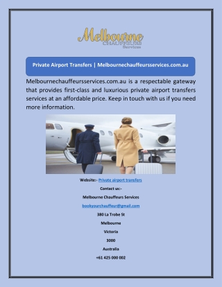 Private Airport Transfers Melbournechauffeursservices.com