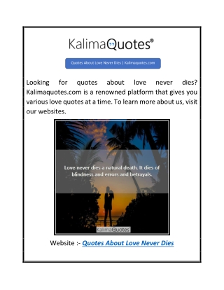 Quotes About Love Never Dies  Kalimaquotes.com