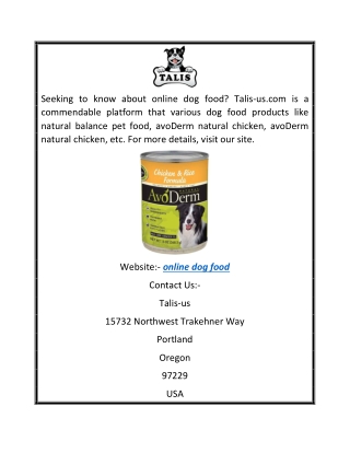 Online Dog Food  Talis-us.com0