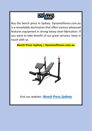 Bench Press Sydney | Dynamofitness.com.au