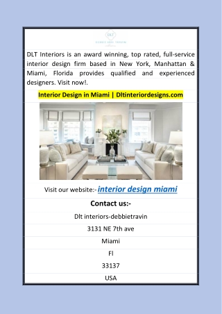 Interior Design in Miami | Dltinteriordesigns.com