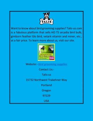 Bird Grooming Supplies  Talis-us.com