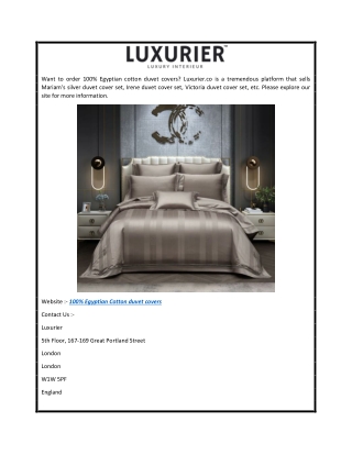 100% Egyptian Cotton Duvet Covers  Luxurier.co