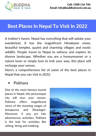 Best Places In Nepal To Visit In 2022