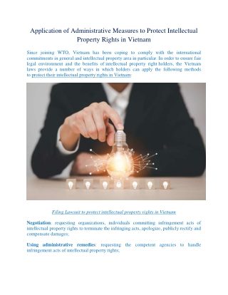 Application of Administrative Measures to Protect Intellectual Property Rights in Vietnam