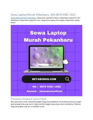 Sewa Laptop Murah Pekanbaru, WA 0878 9381 1922