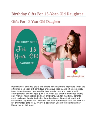 Birthday Gifts For 13-Year-Old Daughter