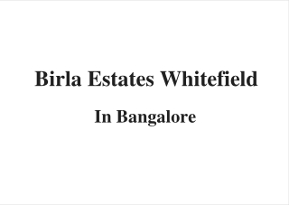 Birla Whitefield Bangalore | Brochure