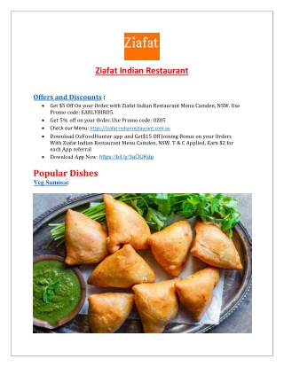 $5 Off - Ziafat Indian Restaurant Camden Menu, NSW