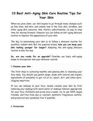 10 Best Anti-Aging Skin Care Routine Tips for Your Skin