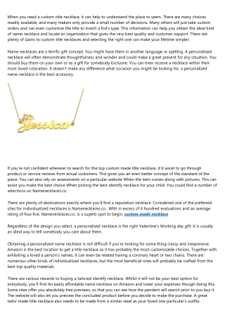 The Advanced Guide to custom name necklace