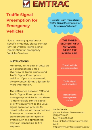 Traffic Signal Preemption for Emergency Vehicles