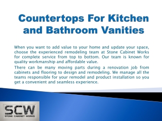 Countertops for kithcen and bathroom vanities-Gurnee