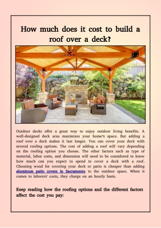 How much does it cost to build a roof over a deck?