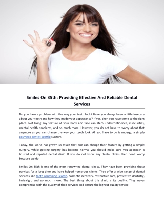 Smiles On 35th Providing Effective And Reliable Dental Services