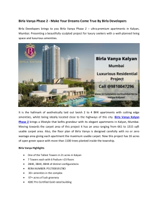 Birla Vanya Launching Phase 2 In Kalyan Mumbai