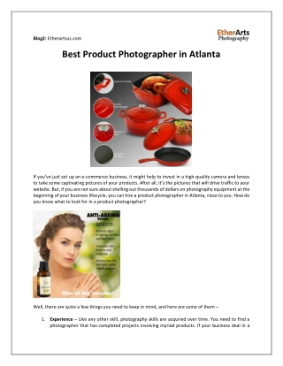 Best Product Photographer in Atlanta