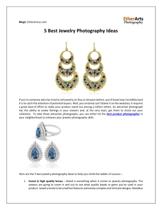 5 Best Jewelry Photography Ideas