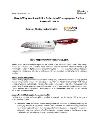 Here Is Why You Should Hire Professional Photographers For Your Amazon Products