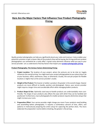 Here Are The Major Factors That Influence Your Product Photography Pricing