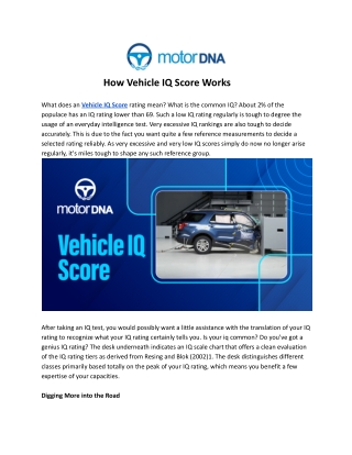 How Vehicle IQ Score Works
