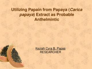 Utilizing Papain from Papaya ( Carica papaya ) Extract as Probable Anthelmintic