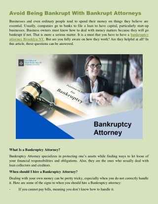 Avoid Being Bankrupt With Bankrupt Attorneys