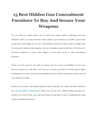 15 Best Hidden Gun Concealment Furniture To Buy And Secure Your Weapons
