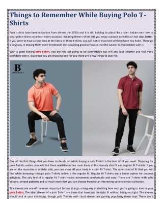 Things to Remember While Buying Polo T-Shirts