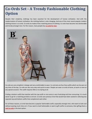 Co-Ords Set - A Trendy Fashionable Clothing Option