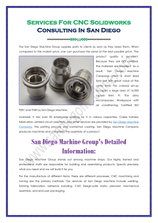 Services For CNC Solidworks Consulting In San Diego