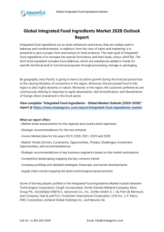 2021 Integrated Food Ingredients Industry Global Analysis Report