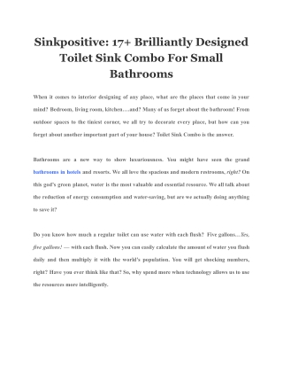 Sinkpositive: 17  Brilliantly Designed Toilet Sink Combo For Small Bathrooms