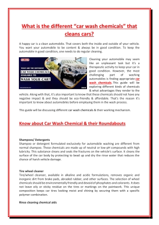 What is the different car wash chemical that clean cars?