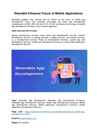 How Wearables Influence the Future of Mobile Applications?