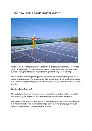 How Does a Solar Inverter Work