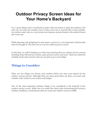 Outdoor Privacy Screen Ideas for Your Home’s Backyard