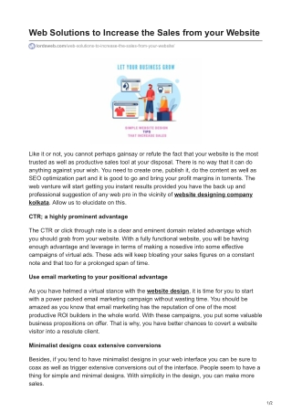 Web Solutions to Increase the Sales from your Website