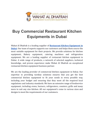 Buy Commercial Restaurant Kitchen Equipments in Dubai