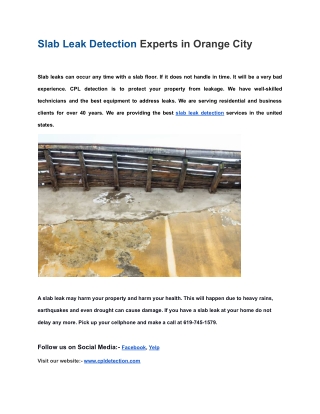Slab Leak Detection Experts in Orange City