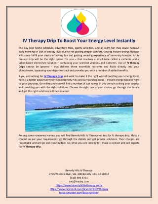 IV Therapy Drip To Boost Your Energy Level Instantly