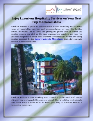 Luxury hotels in Mcleodganj