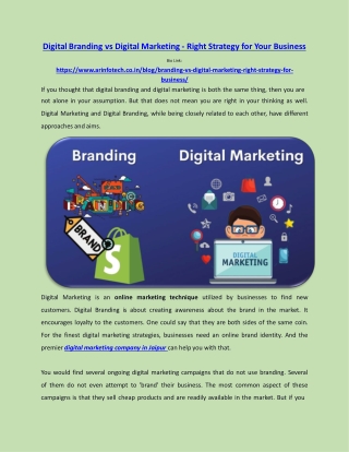 Digital Branding vs Digital Marketing - Right Strategy for Your Business