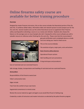 Online firearms safety course are available for better training procedure