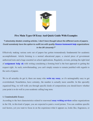 Five Main Types Of Essay And Quick Guide With Examples