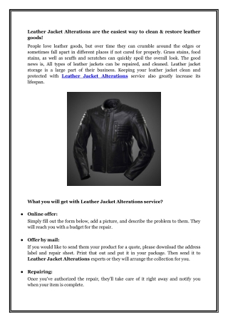 Leather Jacket Alterations are the easiest way to clean & restore leather goods!