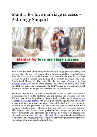 Mantra for love marriage success – Astrology Support