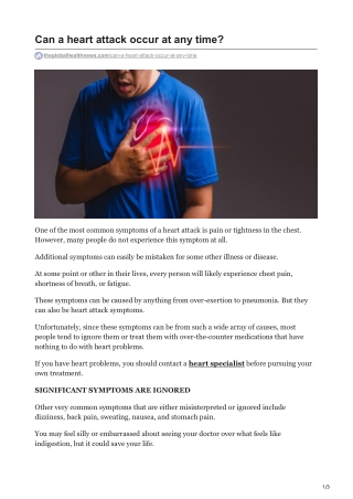 Can a heart attack occur at any time?