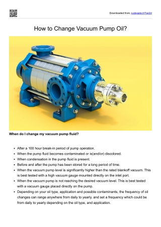 How to Change Vacuum Pump Oil