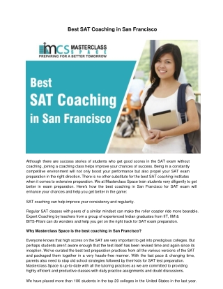 Best SAT Coaching in San Francisco